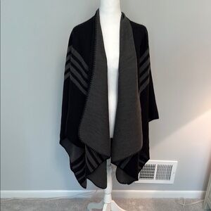 Bb Dakota Chic Black and Gray Striped Shawl